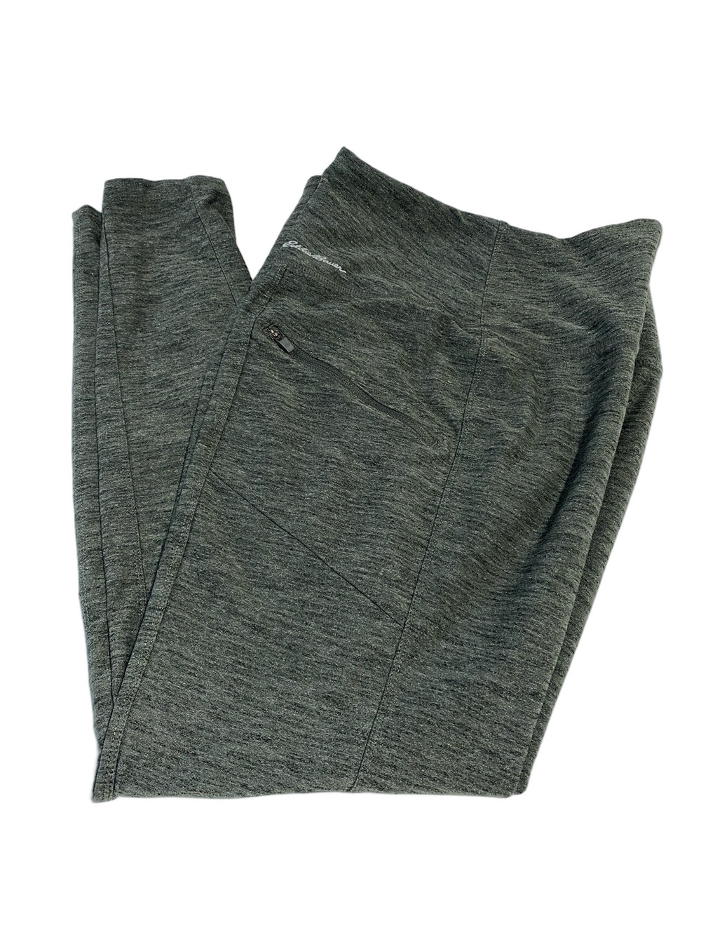 EDDIE BAUER Green-Slate Women’s Activewear Leggings w/1 Hidden & 2 Zip Pockets—L